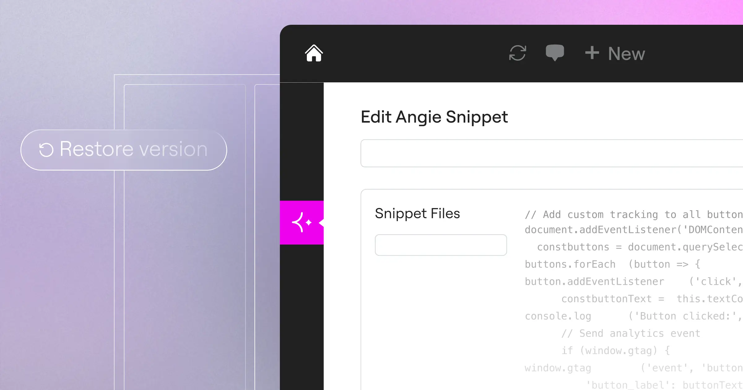 Angie iterative refinement workflow showing conversation-based revisions for WordPress development