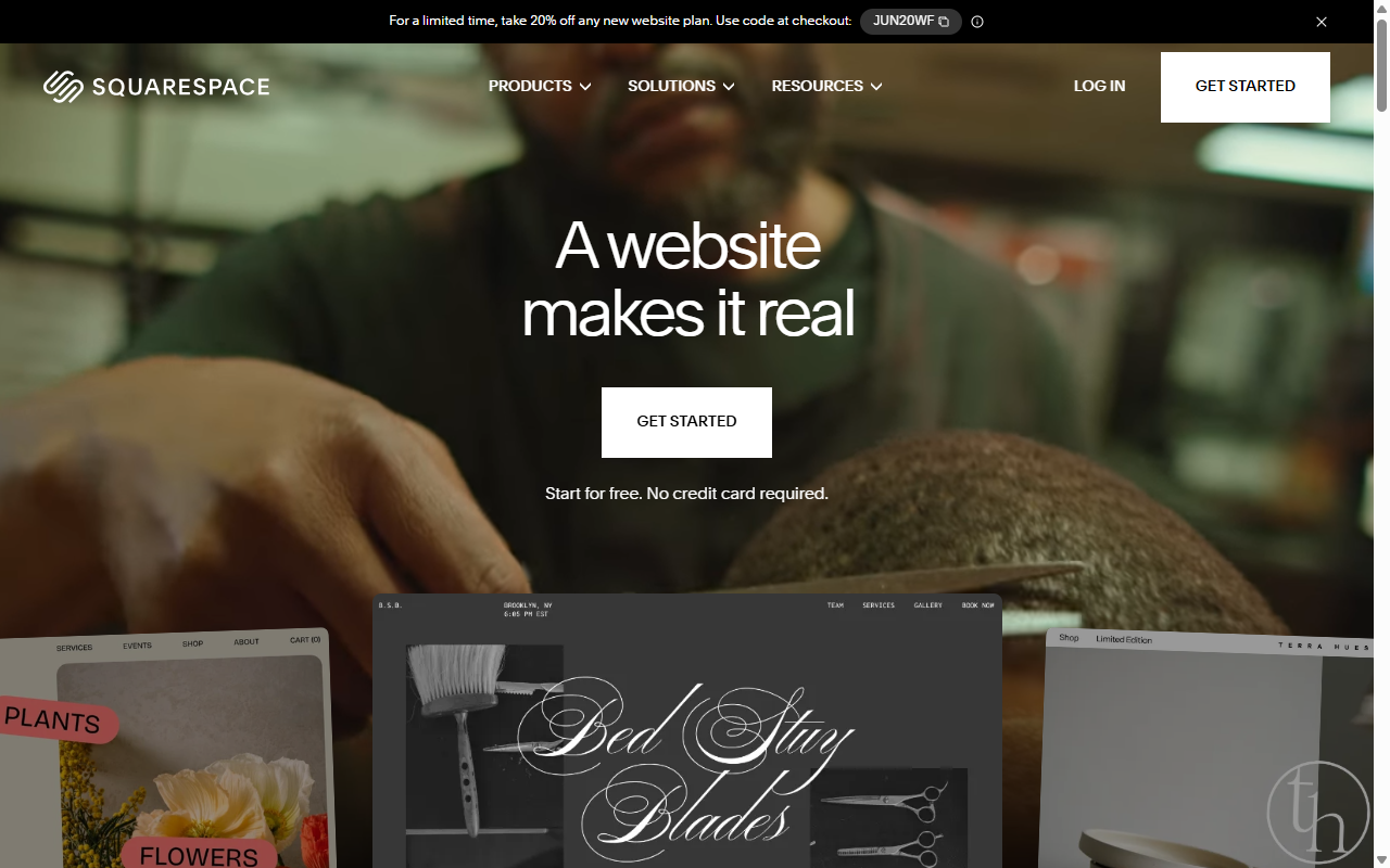 Squarespace homepage, design-focused website builder