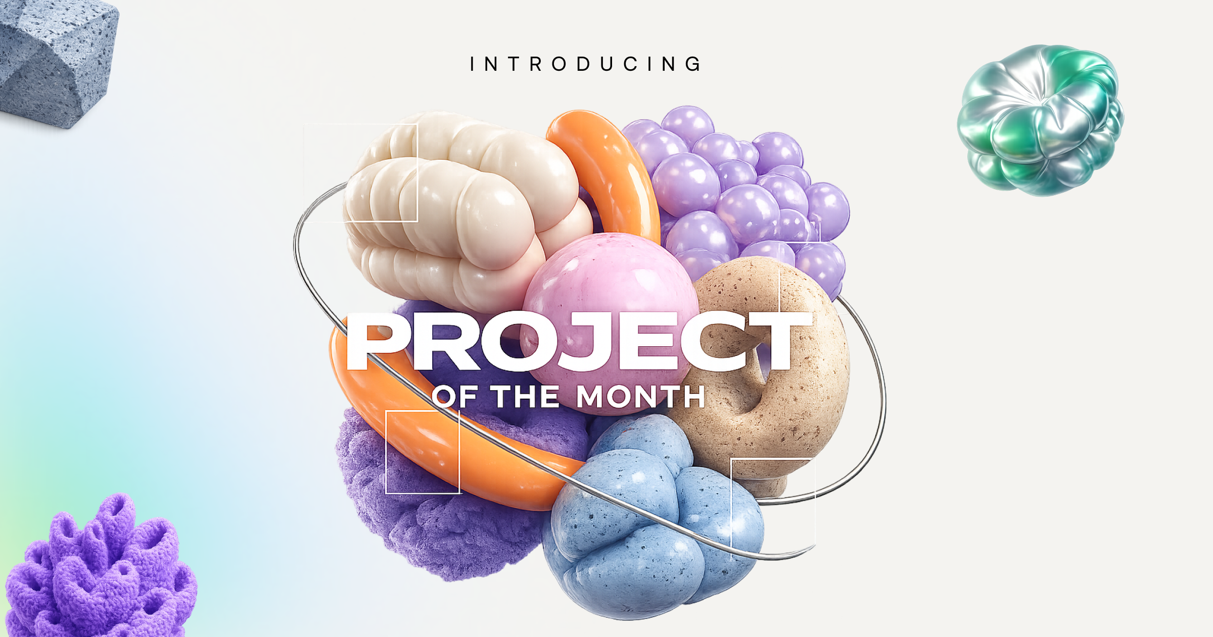 Sticklight Project of the Month banner with colorful 3D abstract shapes