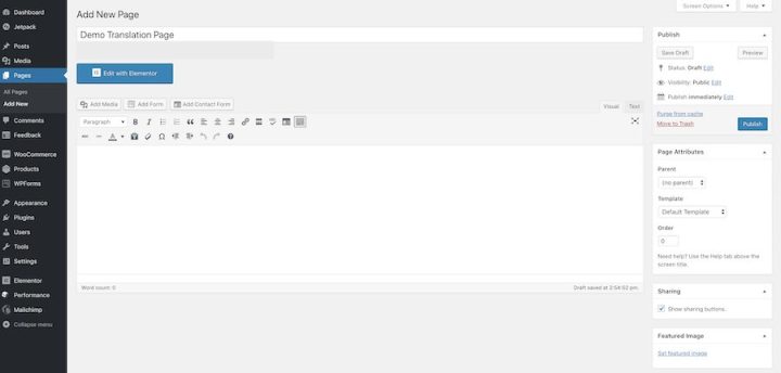 Creating the page