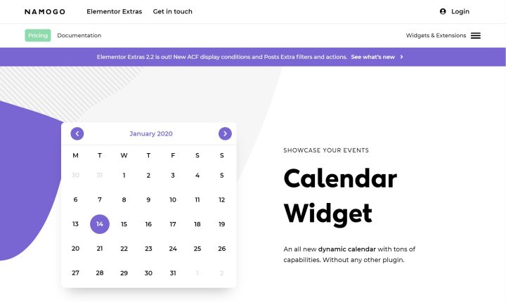 Elementor Extras Calendar