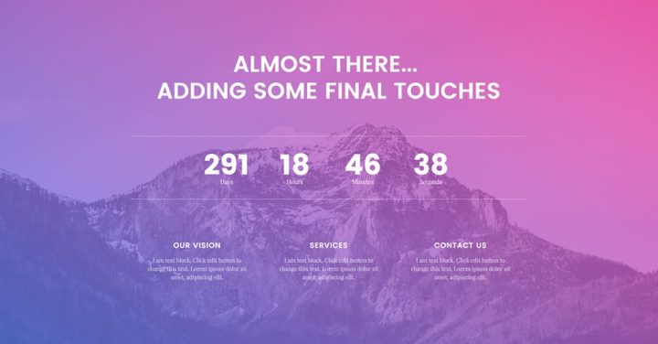 Elementor coming soon template - purple