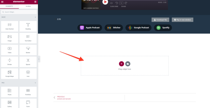 editable content area