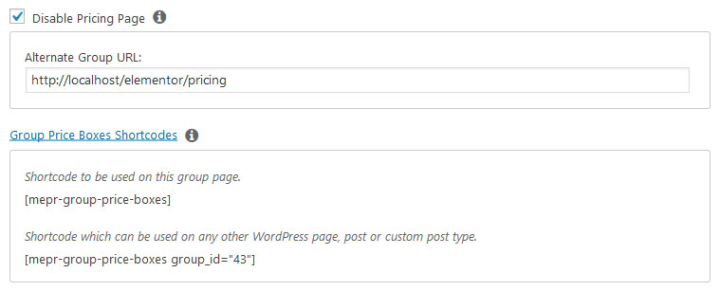 disabling pricing page