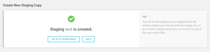 siteground's staging editing window