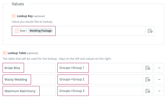 zapier integration Lookup table