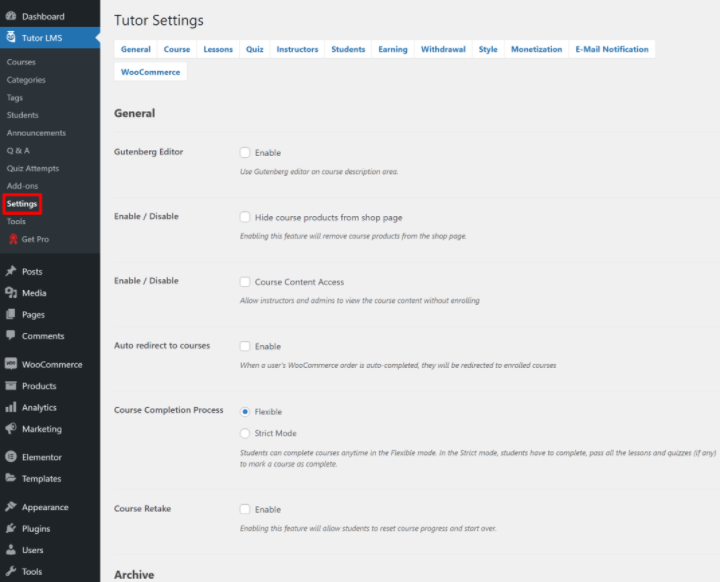 tutor-lms-tutorial-21-general-settings