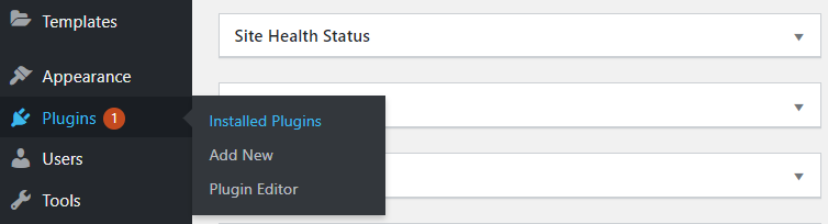 wordpress dashboard — installing plugins