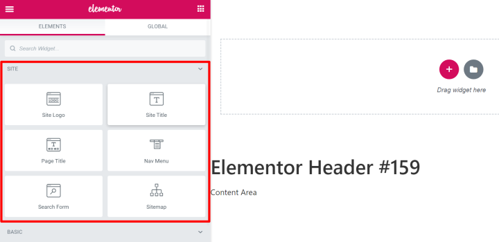 widgets for building a header
