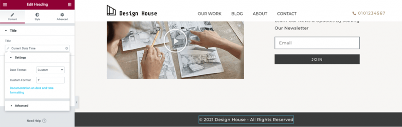 elementor footer optimization