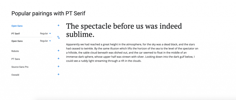 font pairing with PT serif
