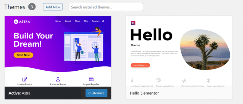 installing wordpress themes