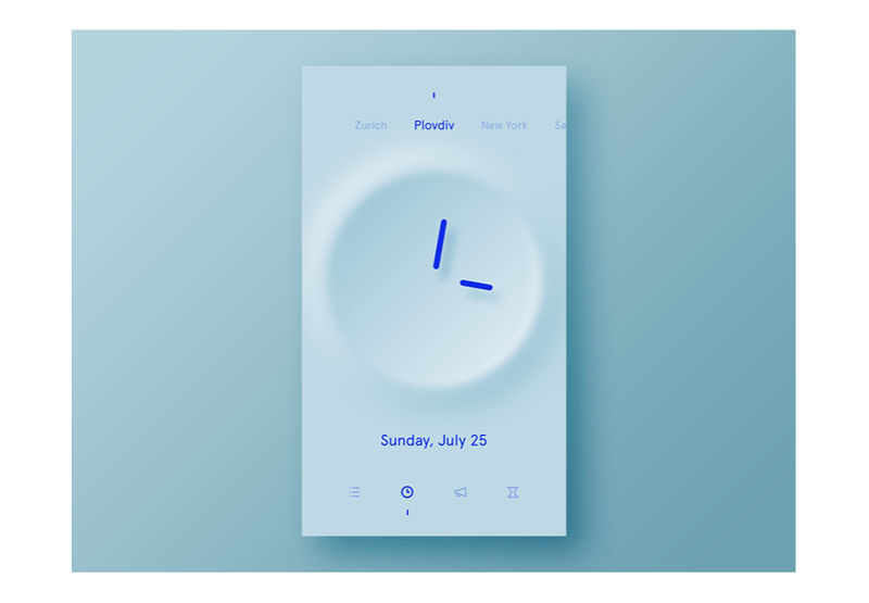 modern Minimalist UI design Antoni Botev light blue clock