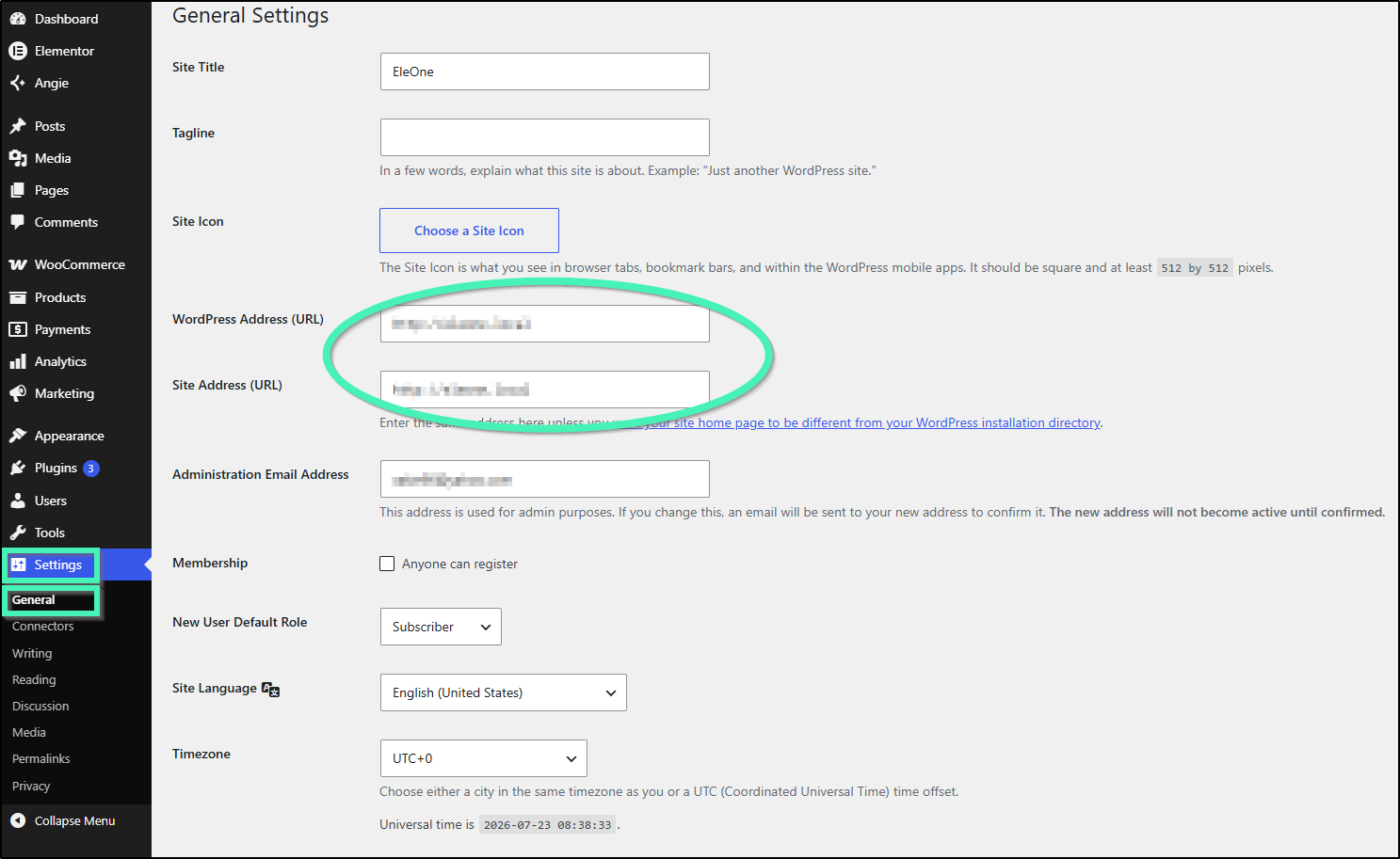 site address