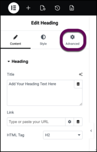 The advanced tab which opens up the the advanced options
