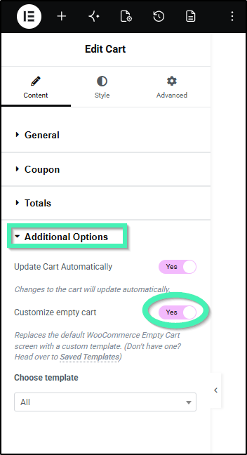 empty cart custom