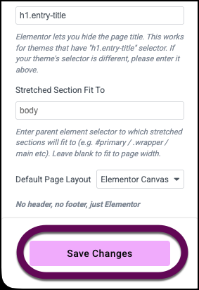 The Site Settings with Save Changes highlighted.