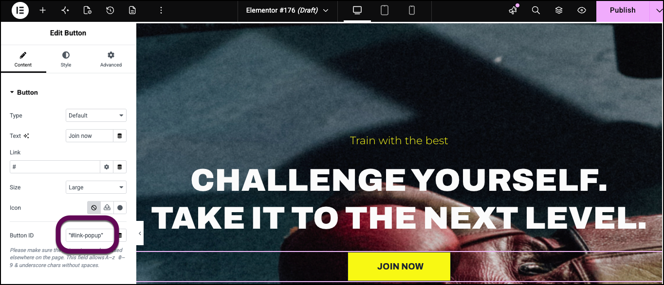 The button that will trigger the popup