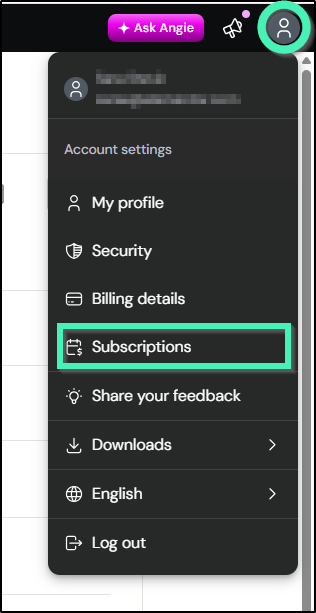 my elementor dashboard subscriptions setting