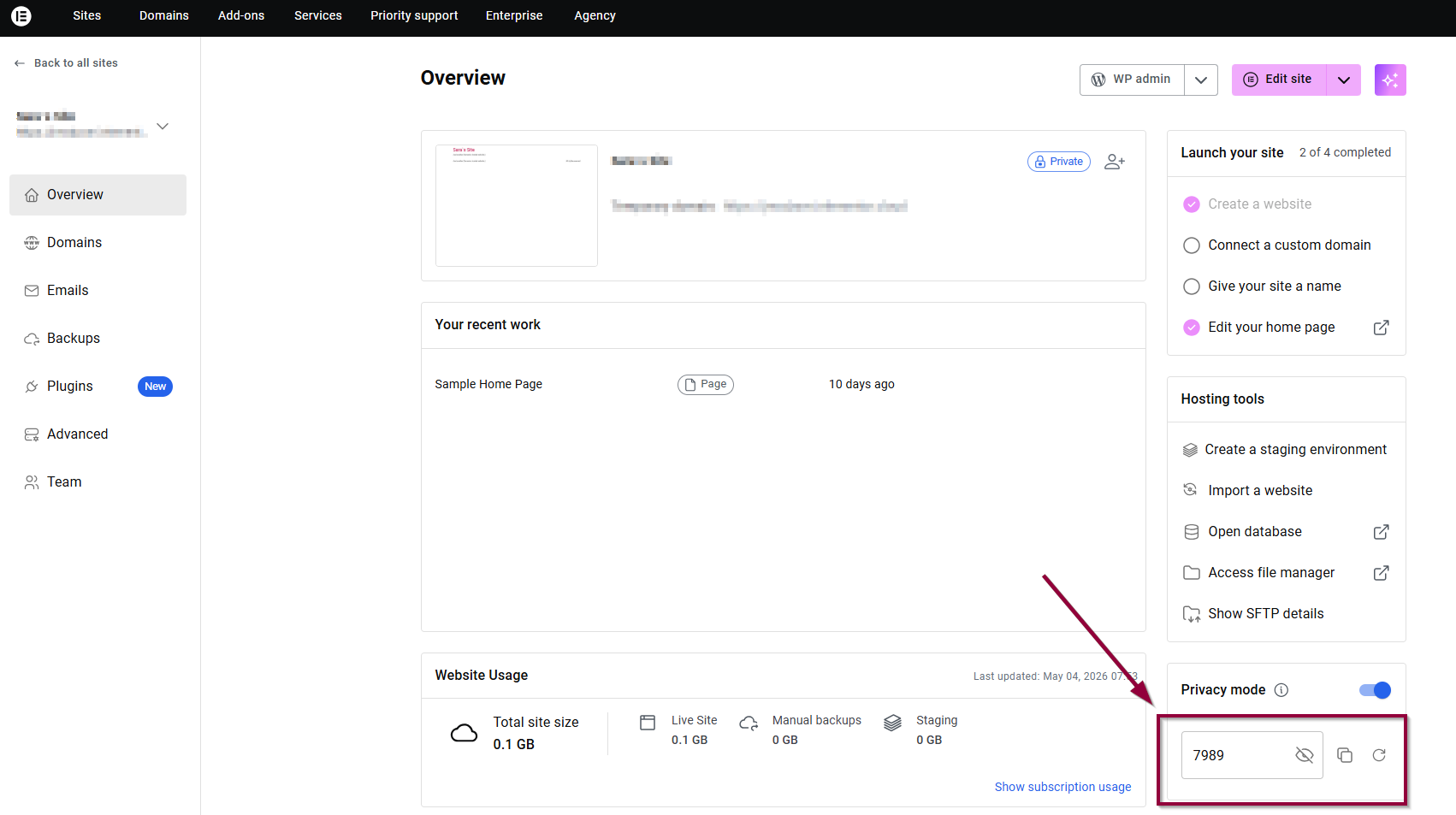 privacy mode pin