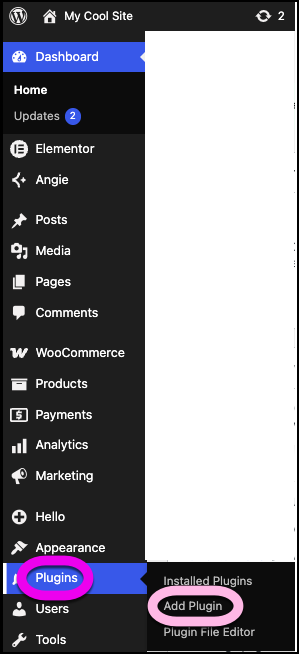 The Plugins, Add New link