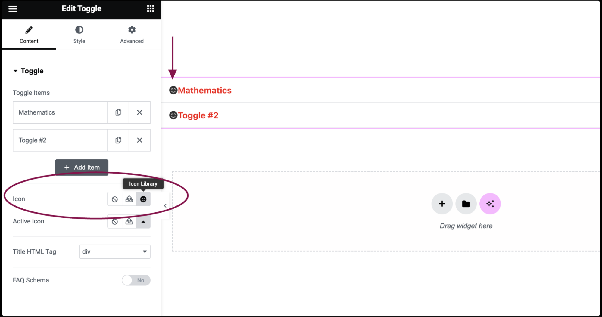 Toggle widget 6