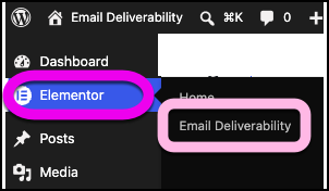 The Elementor Email Deliverability link