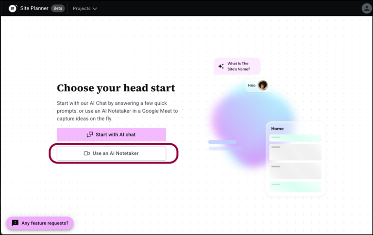 The AI Notetaker button