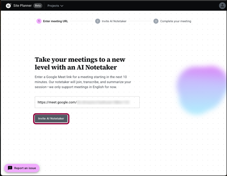 Invite Notetaker to your meeting