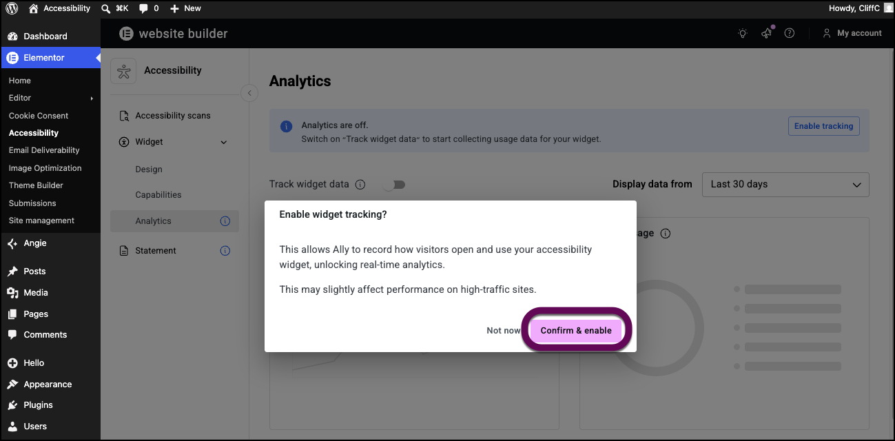 The Confirm and enable button