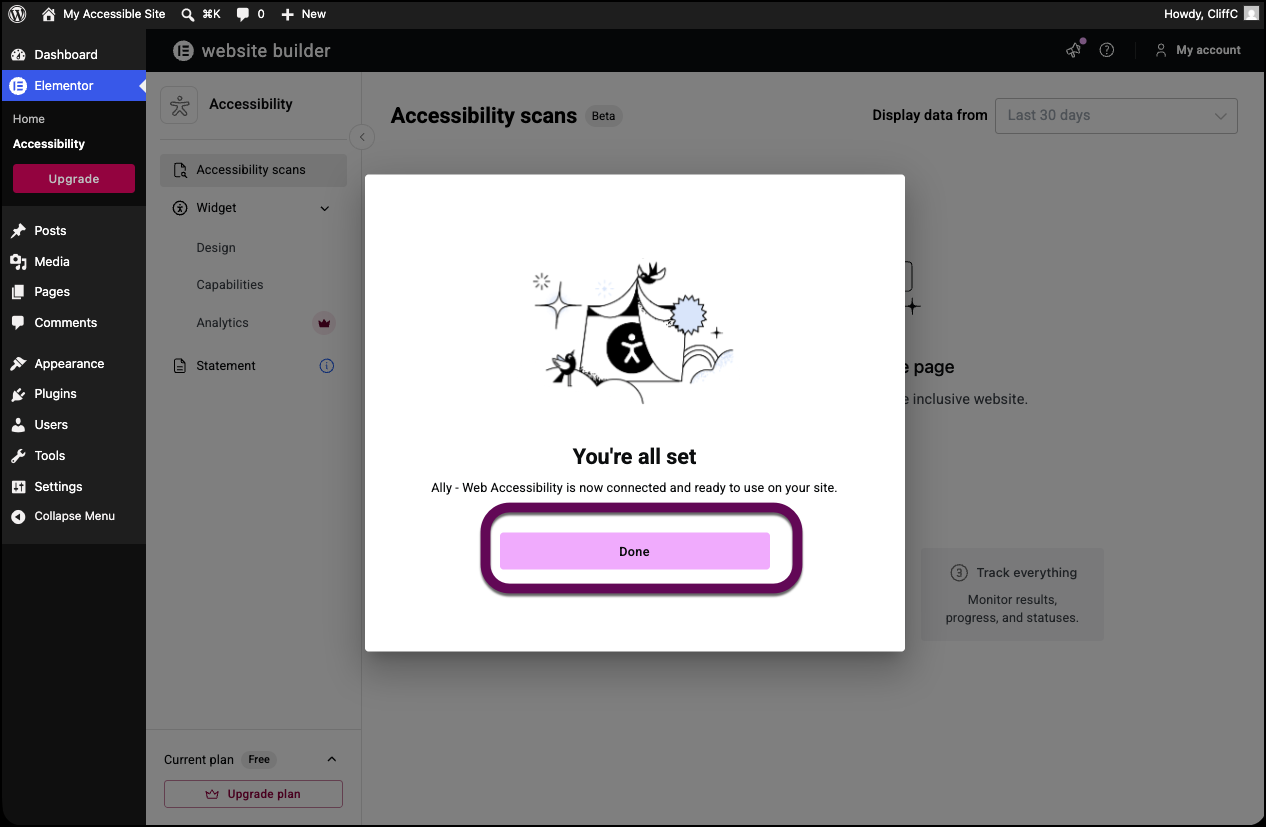The Done button to finish the installation process 