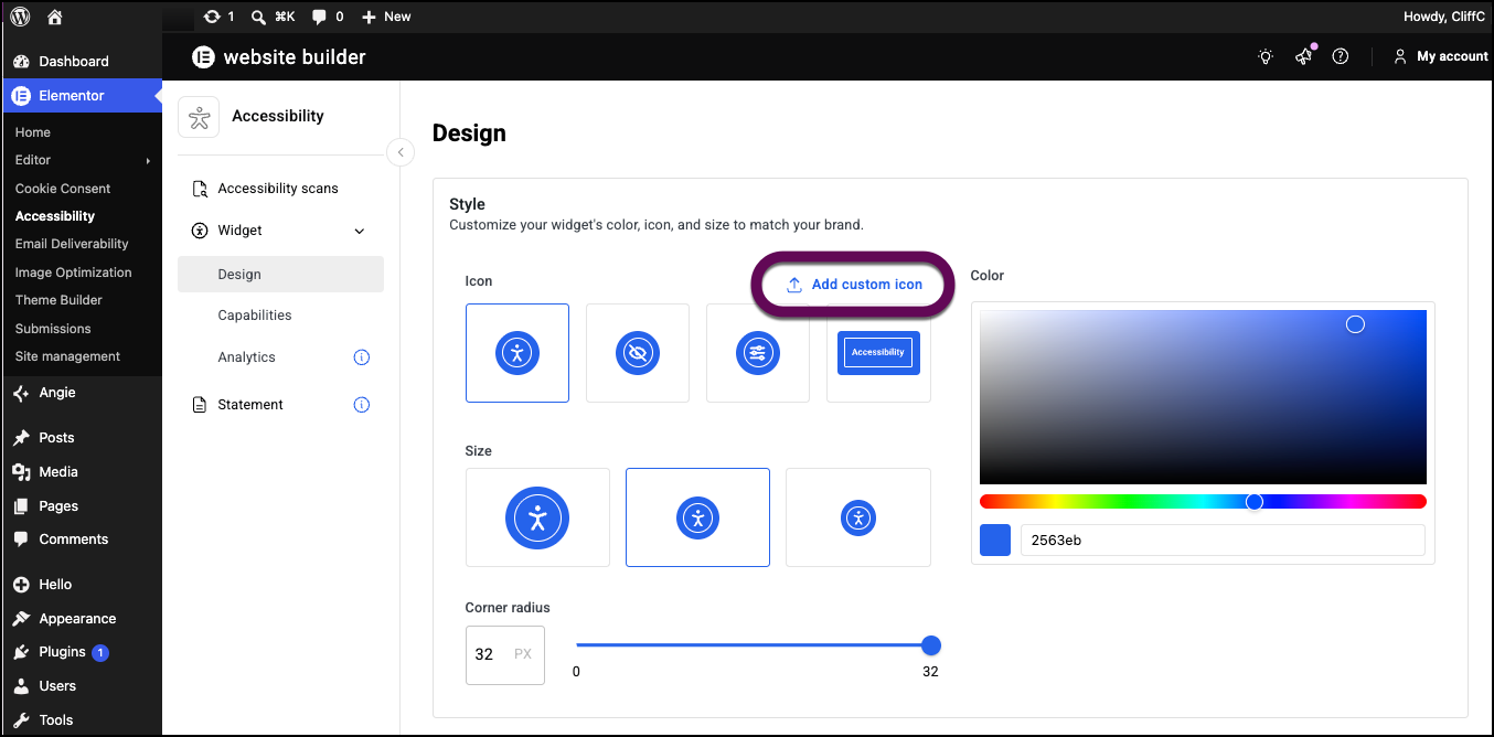 The Add custom button link