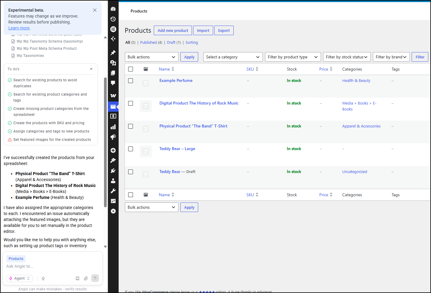 imported csv list