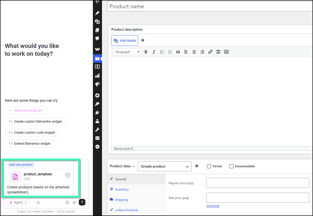product template
