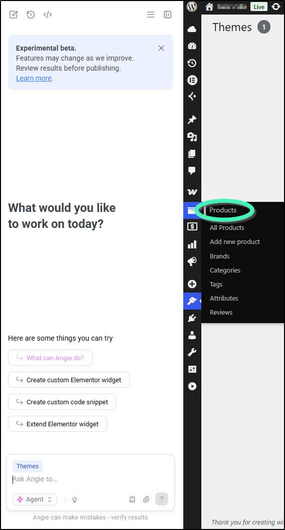 products menu