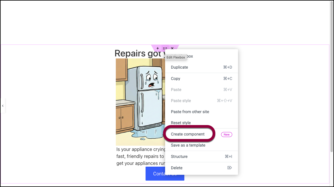 Select create components
