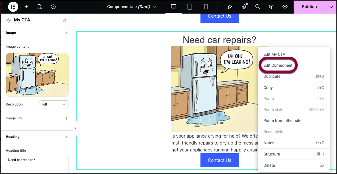 Select Edit Component