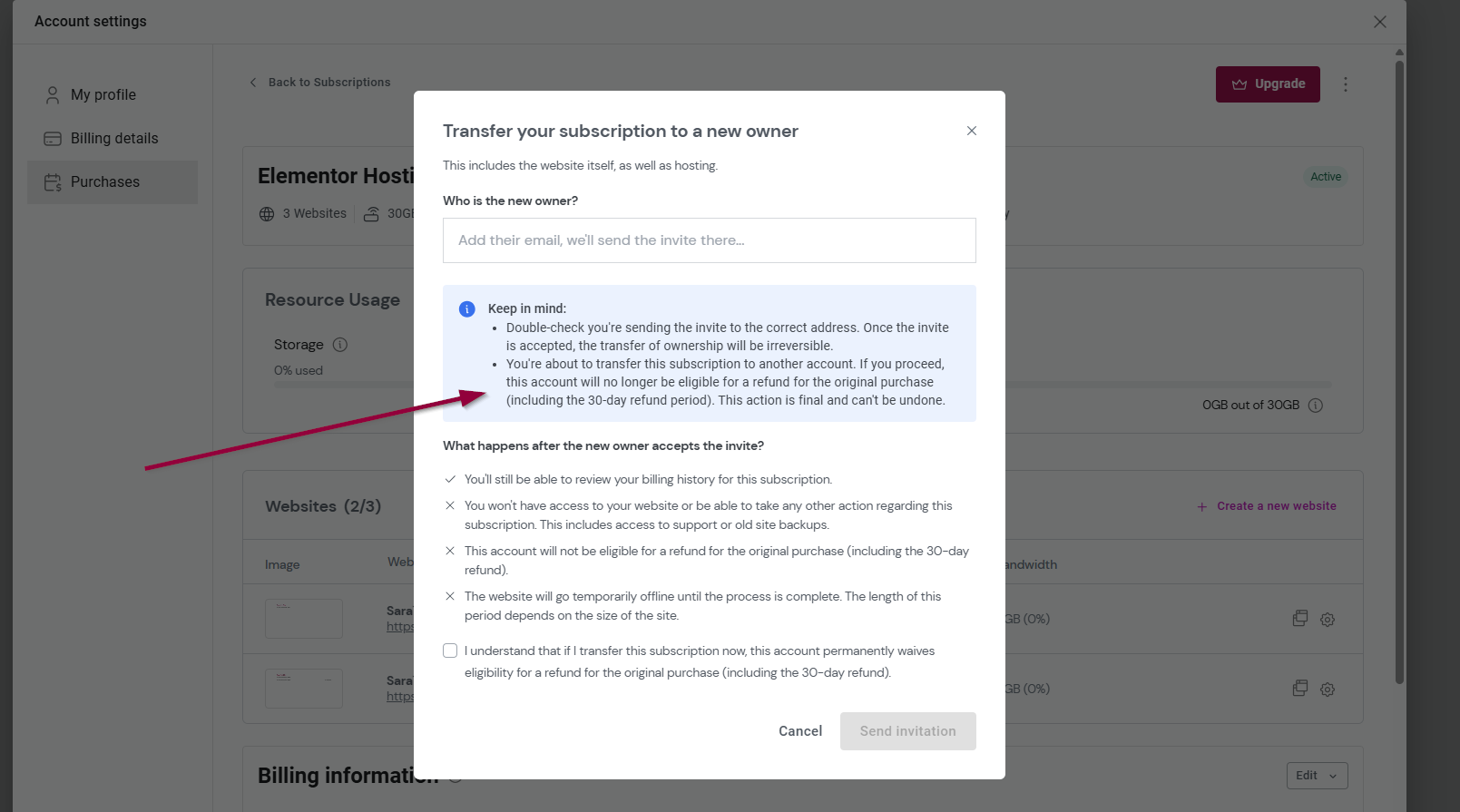 transfer refund