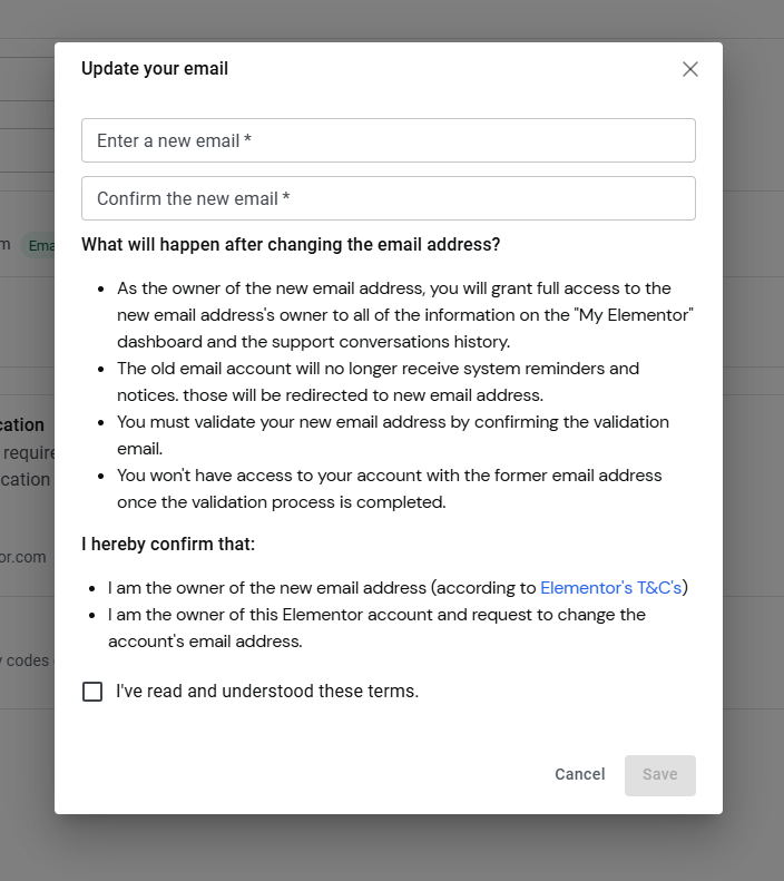 update your email