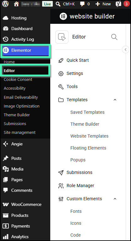 editor tab