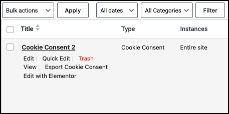 The template choices