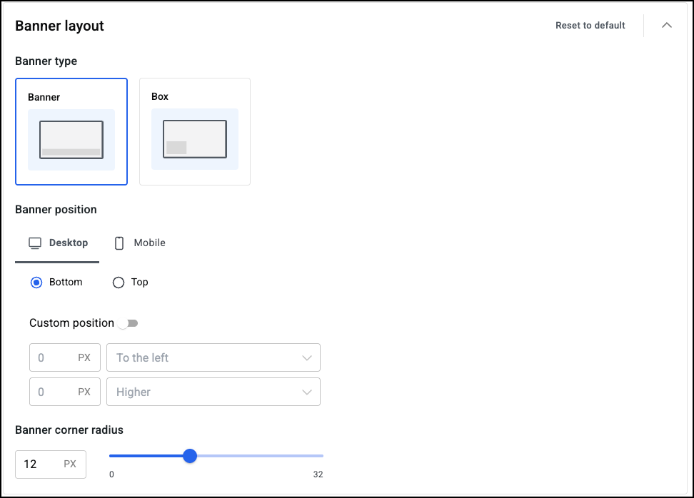 The banner layout section