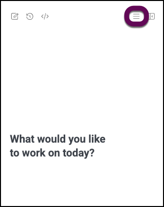 The hamburger icon that opens the Angie options