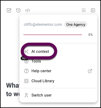 The AI context link to add more info about your site