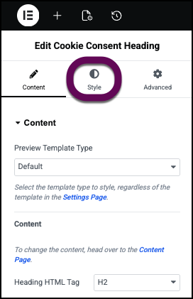 The Style tab