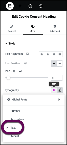 The Text global style