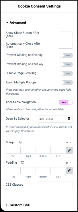 The Advanced tab