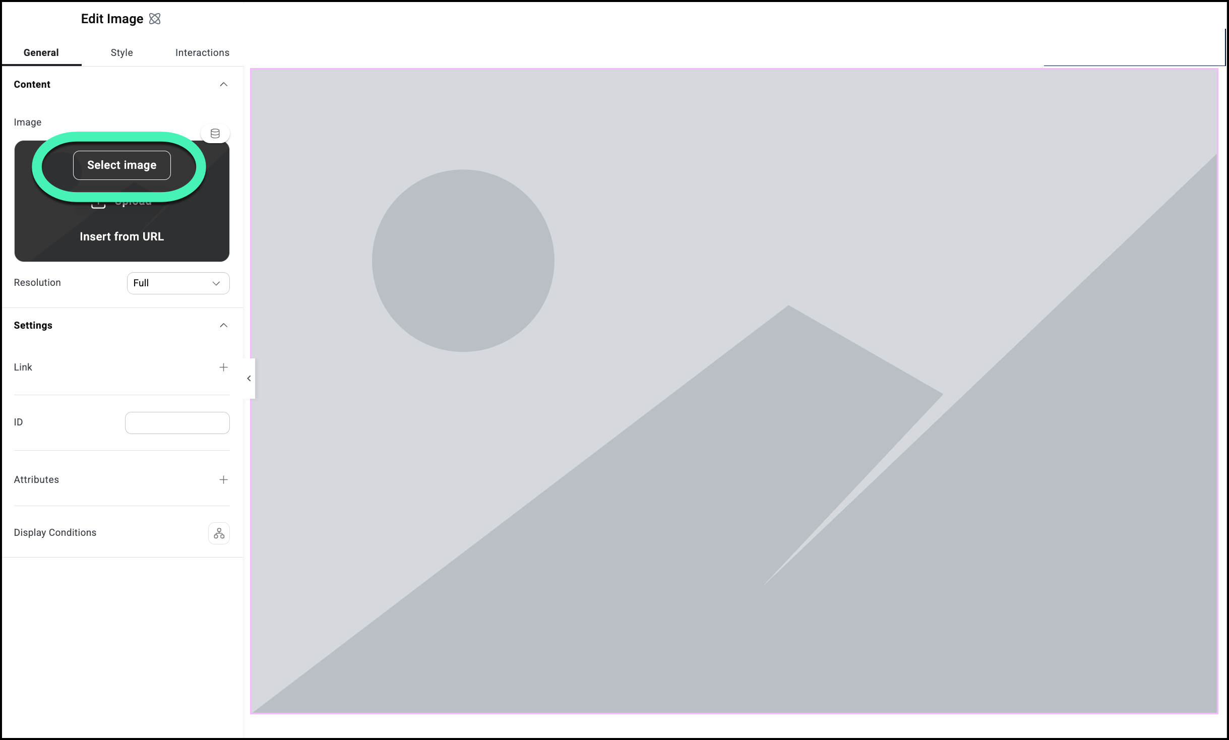 The Select image option