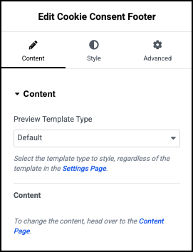 The Footer Content menu