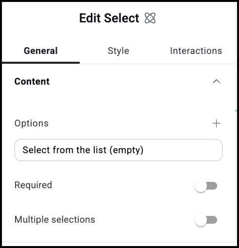 The General Content menu